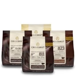 Callebaut, Milk, 54% & 70% Dark & White Chocolate Chips (4 X 400g Bundle)