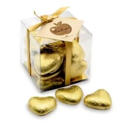 Thank You Teacher Gold Chocolate Hearts Gift Cube