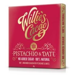 Willie's, Pistachio & Date, 100% Dark Chocolate Bar