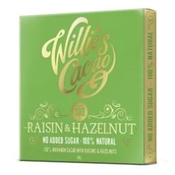 Willie's, Raisin & Hazelnut, 100% Dark Chocolate Bar